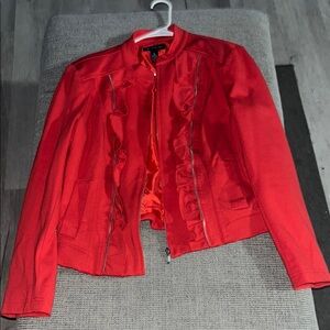 INC International Concepts Red Bomber Jacket with Fitted Silhouette
